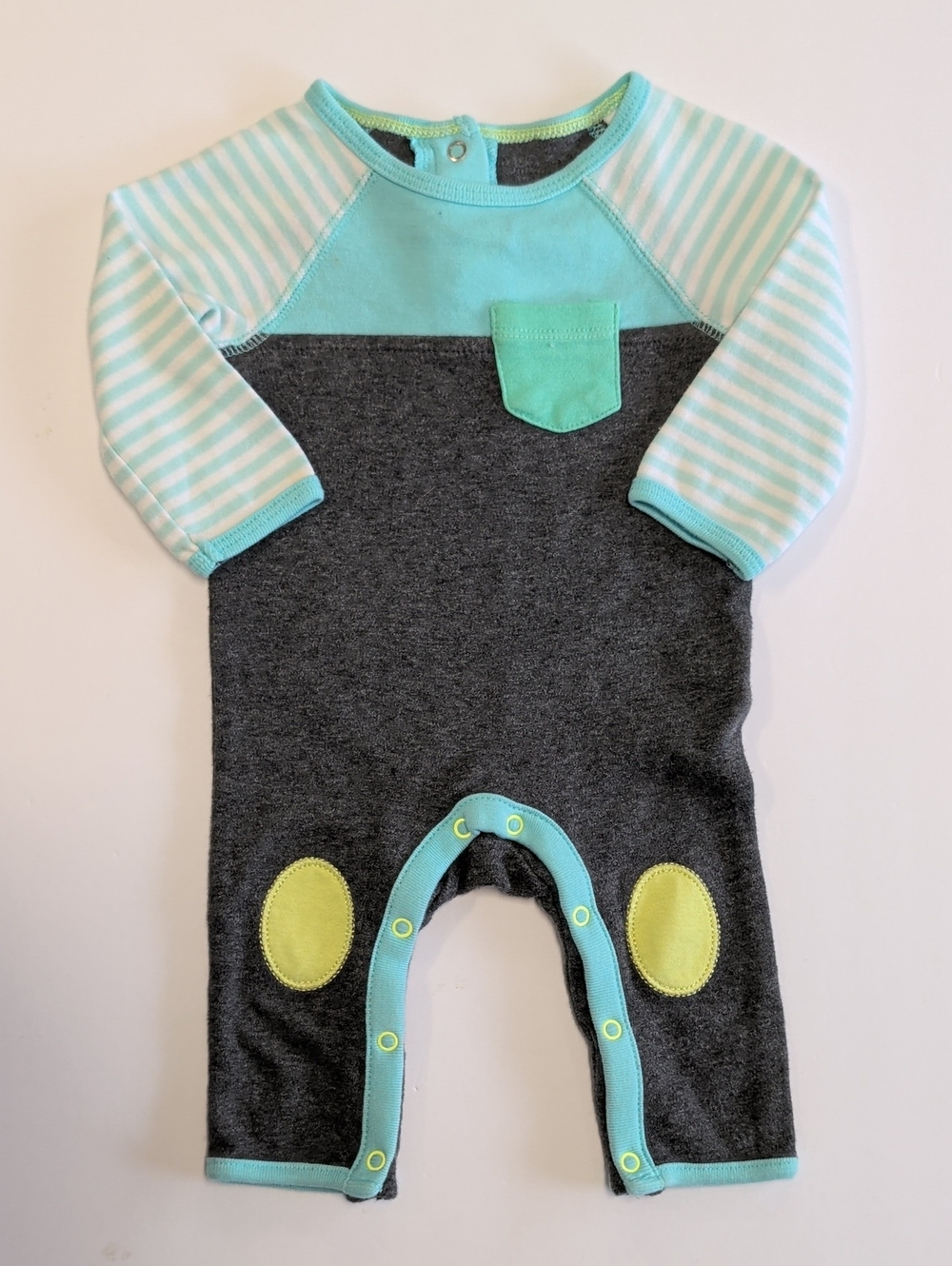 Cloud Island Gray & Mint Baby One-Piece Romper